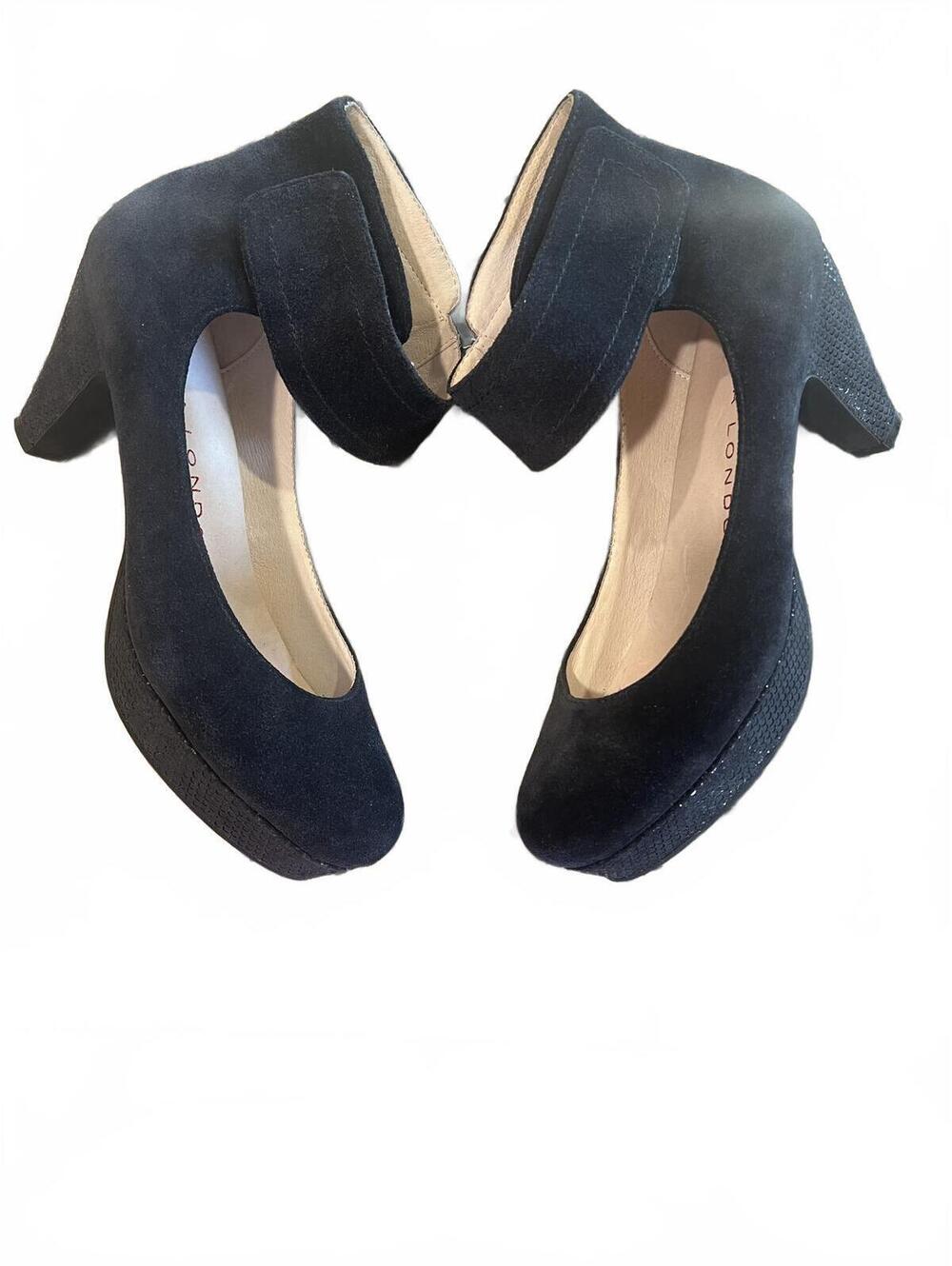Sacha London Vera Black Suede Platform Pumps Ankle Strap Size 9.5 Made in Spain